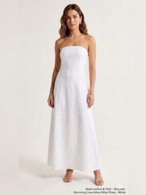 Abercrombie Strapless Skimming Linen-Blend Maxi Dress